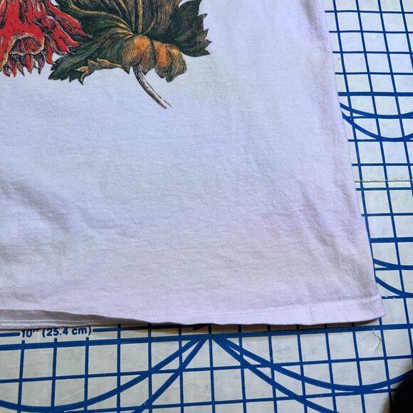 Vtg Stüssy Withered Flower Graphic T-Shirt Size Large White Pink Short Sleeve - Picture 10 of 13